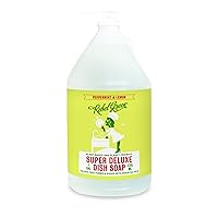 Rebel Green Super Deluxe Dish Soap - Natural Kitchen Dish Detergent - Gentle Dish Liquid Scented with Peppermint & Lemon - (1 Gallon Refill Bottle)
