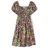 The Children's Place Girls' Short Sleeve Fashion Dress, Eucalyptus Leaf