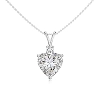 Natural Diamond Heart shaped Pendant for Women in Sterling Silver / 14K Solid Gold/Platinum