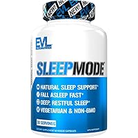 Evlution Nutrition Herbal Complex Sleep Supplements for Adults Gentle Sleep Support Adult Melatonin Pills with Valerian L-Tryptophan Lemon Balm and More - Restful Calm Sleep Capsules - 30 Servings