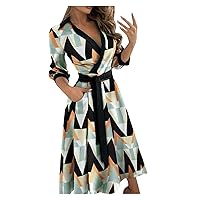 Elegant Long Black Dress Womens Swing Collared Neck Belted Party Dress