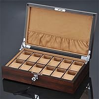 12 Slot Wooden Watch Storage Box Watch Holder Box Jewelry Box Storage Box With Lock (Color : B, Size : One size)