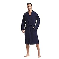 FashGudim Terry Cloth Robes for Men Big and Tall Short Mens Kimono Robe Super Absorbent Spa Bathrobe Calf Length With Pockets