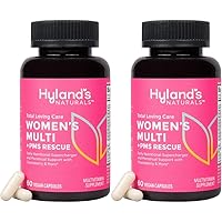 Hyland's Naturals Total Loving Care Multivitamin for Women + PMS Rescue - 60 Vegan Capsules - with L-Theanine for Focus Support & Stress Relief and Chasteberry & Dong Quai for Menstrual Support