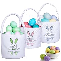 Easter Basket Bags Egg Buckets for Kids,Reusable Portable Bunny Tote Plush Basket Gifts for Boys Girls Children Baby Decorations 3Pcs
