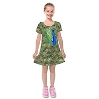 PattyCandy Toddler Girls Short Sleeve Soft Velvet Dress Fierce Jungle Animals Lion Face Theme, Size:2-16
