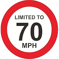 Sticker - Safety - Warning - Limited to 70 MPH Vehicle Speed Limit Sign - Self Adhesive Sticker 150mm x 150mm