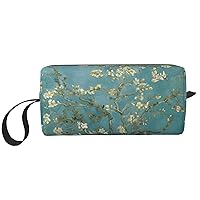 Almond Blossom Printed Portable Cosmetic Bag Zipper Pouch Travel Cosmetic Bag, Daily Storage Bag