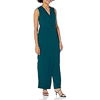 London Times womens Pleated Surplice Walk Through Wrap Leg Jumpsuit Polished Event Guest of