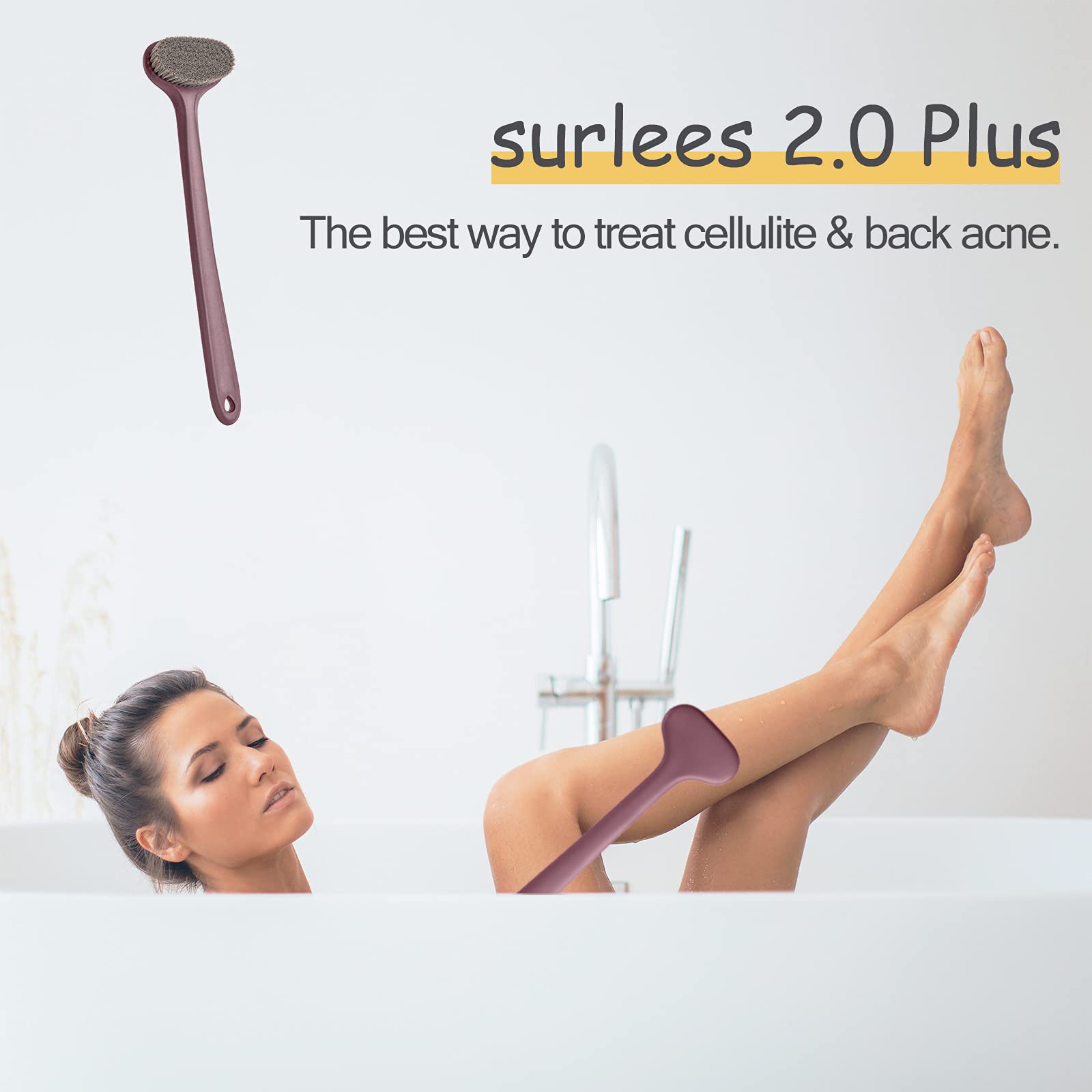 Surlees Back Scrubber for Shower for Men Women Elderly, Bath Brush, Body Brush (15'', Blue & Orange)