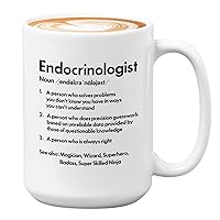 Endocrinologist Coffee Mug 15oz White - Endocrinologist Definition - Endocrinologist Funny Job Profession Treating Disorders Endocrine System Specializes Hormones