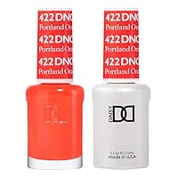 Duo Gel & Matching Lacquer Polish Set Soak off Gel NAIL All In One Daisy Top Coat for Nails (with bonus side Glitter) Made in USA (422 Portland Orange)