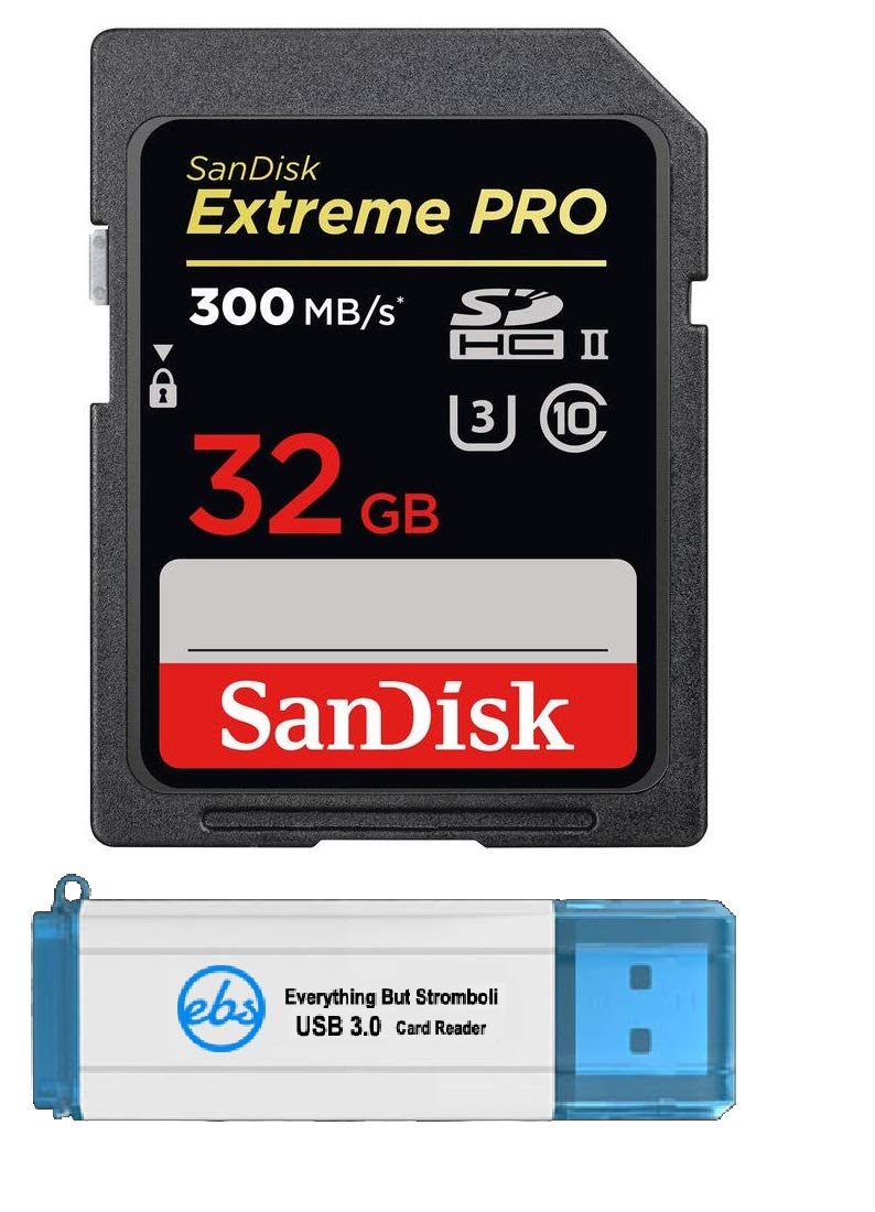 SanDisk Extreme Pro 32GB SDHC UHS-II Card Works with Canon Mirrorless Camera EOS R5 C (SDSDXDK-032G-GN4IN) U3 V90 4K 8K Class 10 Bundle with 1 Everything But Stromboli 3.0 Micro & SD Card Reader