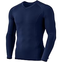 TSLA Men's Thermal V-Neck Long Sleeve Compression Shirts, Athletic Base Layer Top, Winter Gear Running T-Shirt