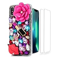 Glitter Phone Case Compatible with Samsung Galaxy Note 20 Ultra 5G - 3D Luxury Girls Women Shiny Bling Handcrafted Colorful Se y Lips Lipstick Rose Case Design for Samsung Galaxy