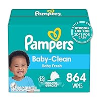 Pampers Baby Clean Wipes, Baby Fresh Scented, 12 Flip-Top Packs (864 Wipes Total)