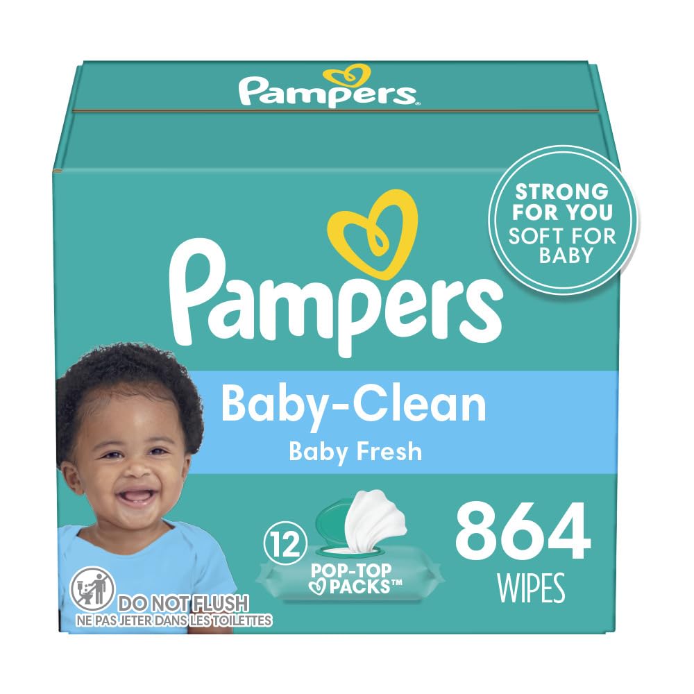 Pampers Baby Clean Wipes Baby Fresh Scented 12X Pop-Top Packs 864 Count