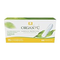 Organyc - 100% Certified Organic Cotton Tampons - No Applicator, Free from Chlorine, Perfumes, Rayon, and Chemicals - Normal, Regular, 16 Count (Pack of 1) (R00992)