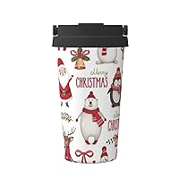 Christmas Santa Claus Print Thermal Coffee Mug,Travel Insulated Lid Stainless Steel Tumbler Cup For Home Office Outdoor