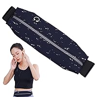 Slim Running Belt Reflective Run Waist Belt with Adjustable Elastic Strap Water-resistant Runners Fanny Pack Beltwith Headphone Port Black running belt