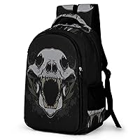 Wolf Head Skull Laptop Backpack Durable Computer Shoulder Bag Business Work Bag Camping Travel Daypack