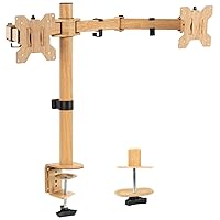 VIVO Dual Monitor Desk Mount, Heavy Duty Fully Adjustable Steel Stand, Holds 2 Computer Screens up to 30 inches and Max 22lbs Each, Light Wood Color, STAND-V002-WD
