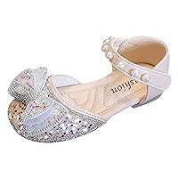 Size 4 Girls Sandals Girls Sandals Rhinestone Sequins Bow Pearl Hook Loop Dress Dance Wedge Sandals for Toddler