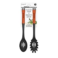 Prepara Nylon Slotted Spoon and Spaghetti Set Cooking Utensils, set of 2, Orange