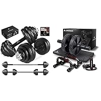 Amonax 30kg Cast Iron Adjustable Dumbbells Weight Set & Amonax Gym Equipment for Home Workout Fitness Exercise, Strength Training Equipment for Abs, Weight Loss, Sport Accessories for Men Women