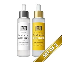 Dead Sea Collection Collagen Serum For Face - Anti Aging Hydration Facial Serum - 1,69 Fl. Oz. and Retinol Serum For Face - 1,69 Fl. Oz - Bundle.