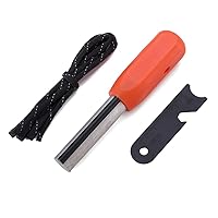 Outdoors Emergency Fire Starter，Magnesium Mg Rod Integrate with Ferro Rod, Paracord and Multi –Function Scraper Striker, Great for Bushcraft, Camping, Hiking, Hunting
