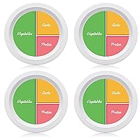 Eaasty 4 Pcs Bariatric Plates for Portion Control, 8.5 Inch Bariatric Nutrition Plate Macro Diet Plate Portion Plates for Weight Loss Adults Balanced Eating Food Meal Dinner