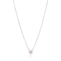 Amazon Collection Cubic Zirconia North Star Necklace with Cable Chain in Sterling Silver, 18