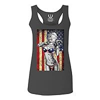 Marilyn Monroe Patriotic 4th of July American Flag Cool Graphic Hipster USA Stripes Summer Women's Tank Top Racerback