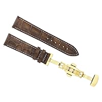 Ewatchparts 18MM LEATHER BAND STRAP COMPATIBLE WITH OMEGA SEAMASTER DEPLOYMENT CLASP LIGHT BROWN GOLD