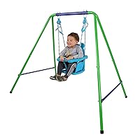 Toddler Swing Playset, Indoor/Outdoor Folding Metal Swing Set with Safety Belt for Baby Chirldren,Backyard(1-3years)