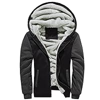 Zip Up Mens Hoodie Big Tall Heavyweight Winter Sweatshirt Thick Fleece Sherpa Lined Warm Jacket Outerwear Coats