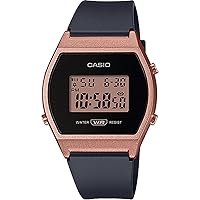 Casio LW-204-1A Standard Digital Ladies Watch, Black x Rose Gold, Overseas Model