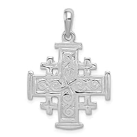 14k White Gold Solid Polished Jerusalem Religious Faith Cross Pendant Necklace Measures 22x22mm Jewelry for Women