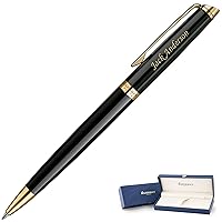 Engraved Waterman Hemisphere Ballpoint Pen in Black Lacquer with Gold Trim. Personalized Luxury Gift for Graduation, Professional Milestone, or Office