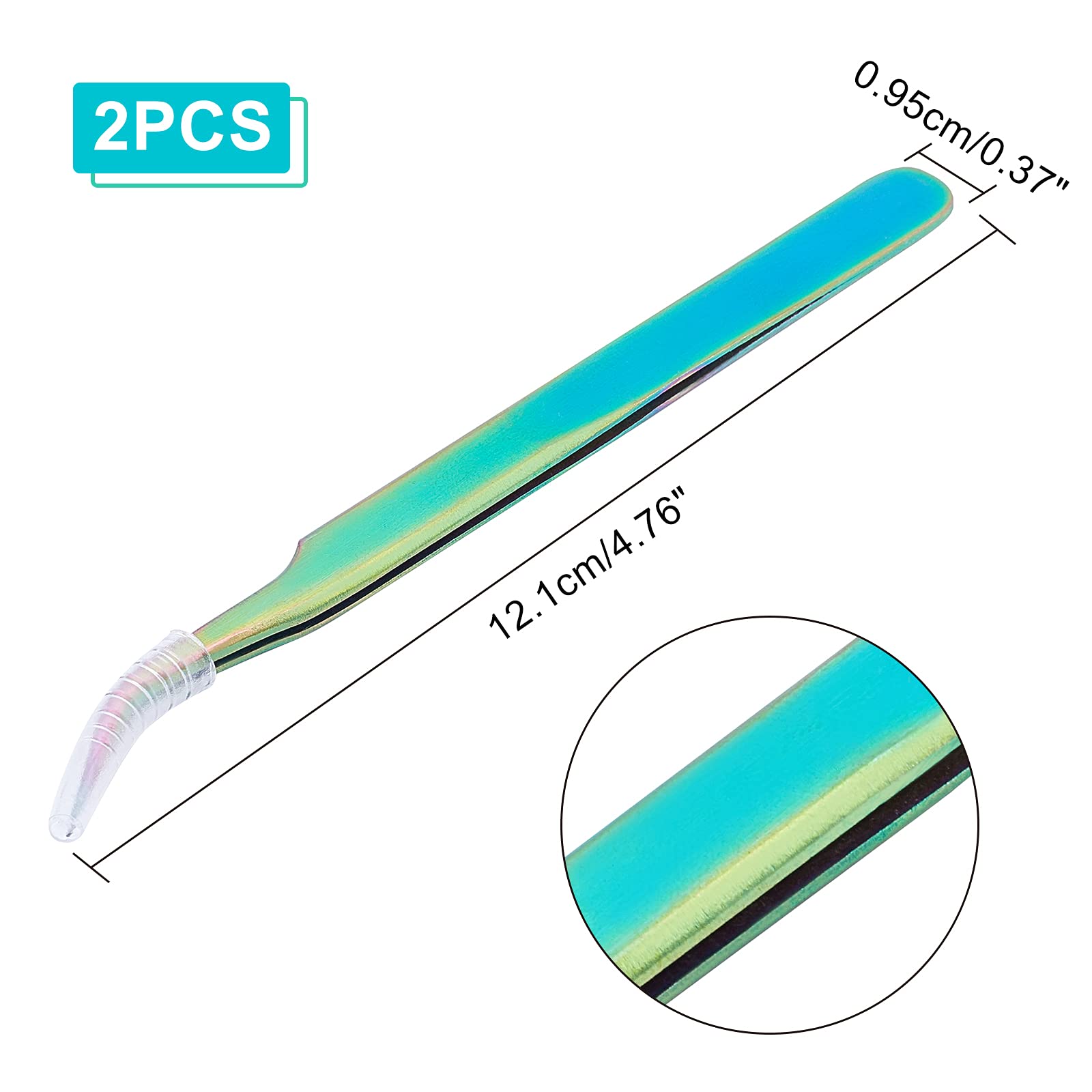 UNICRAFTALE 2pcs Stainless Steel Curved Pointed Craft Tweezer Rainbow Sticker Picking Tool Tweezer for DIY Craft Precision Tweezers Jewelry Making Electronics and Laboratory Works 12.1x0.95cm