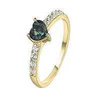 Alexandrite Ring Natural Color Changing Alexandrite Diamond Ring in 14k Gold