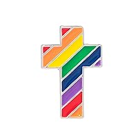 Fundraising For A Cause | Rainbow Stripe Cross Pins - Rainbow Cross Shaped Pins for LGBTQ Gay Pride Awareness