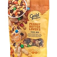Gold Emblem Peanut Butter Lover's Trail Mix Resealable Zip Bag (SimplyComplete Bundle) Peanuts, Raisins, Milk Chocolate Candies, Chocolate Chips, and Creamy Peanut Drops - 8 oz