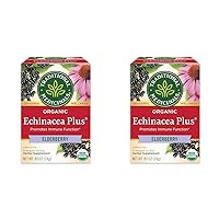 Traditional Medicinals Tea, Organic Echinacea Plus Elderberry, Boosts the Immune System, 16 Tea Bags (Pack of 2)