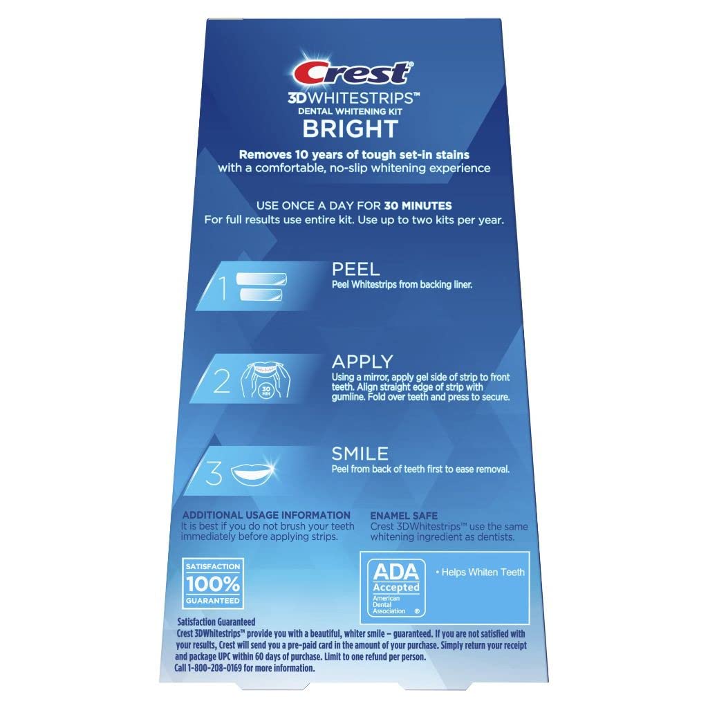 Crest 3D Whitestrips Bright Levels 7 Whiter Teeth Whitening Kit, 11 Treatments (Pack of 1), 22.0 Count