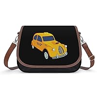 Cartoon Taxi Cute Shoulder Bag Removable Straps Crossbody Bag Waterproof Leather Handbag for Women