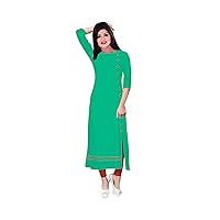 Indian Women's Long Dress Tunic Ethnic Wedding Wear Maxi Dress Cotton Kurti Plus Size