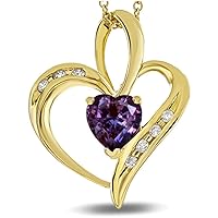 Solid 10K Gold Open Heart Pendant Necklace with 6mm stone