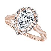925 Silver,10K/14K/18K Solid Rose Gold Handmade Engagement Ring 2 CT Pear Cut Moissanite Diamond Solitaire Wedding/Gorgeous Ring for/Her Woman Ring